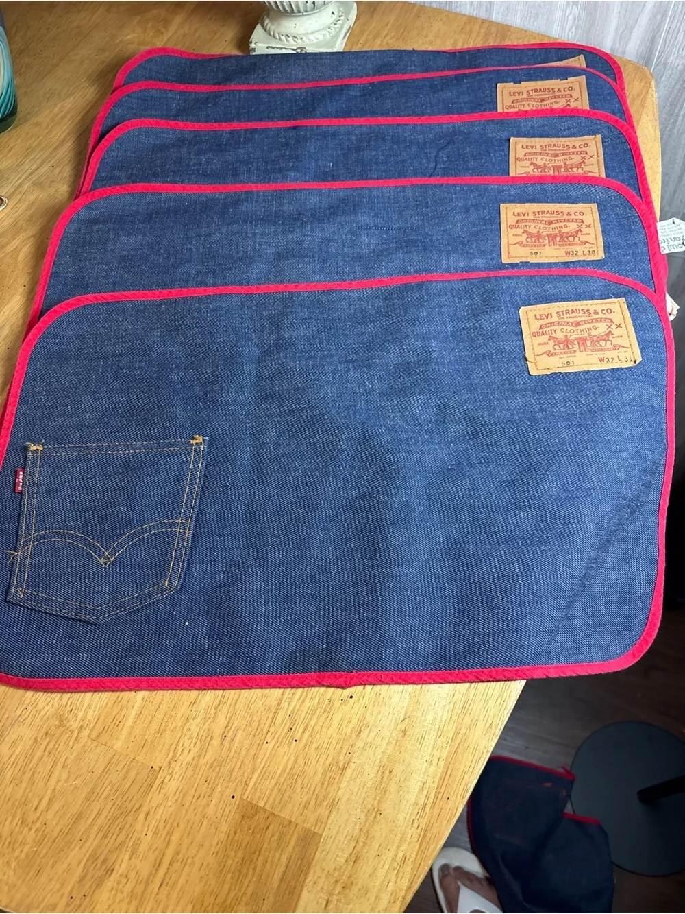 Vintage Levi’s 501 Denim Placemats Set of 5 Now! Designs San Francisco Retro